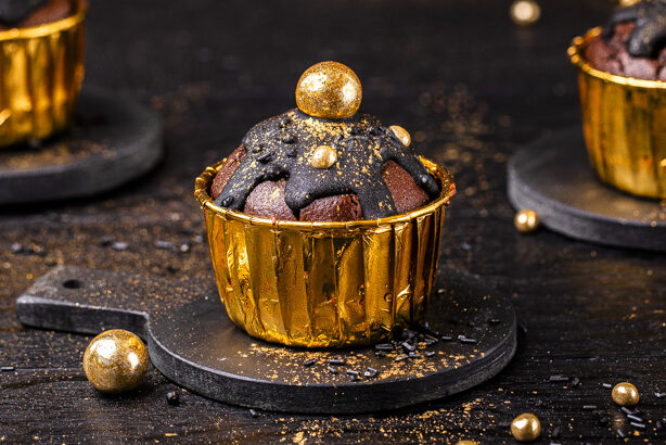 Gold Muffins Schwarz Superstreusel Schokolade
